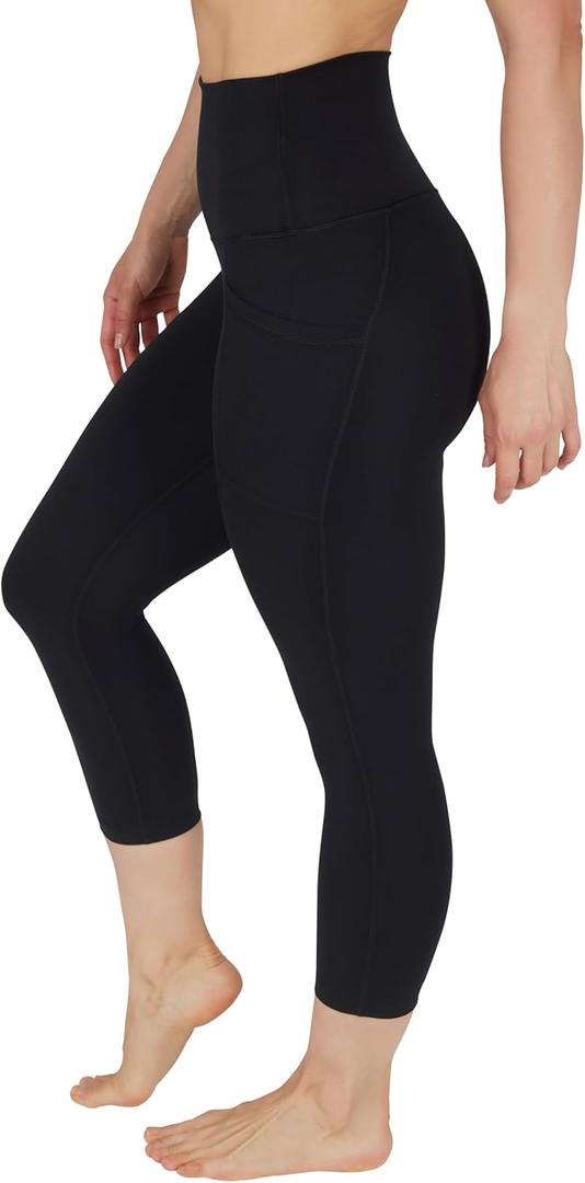 Yogalicious High Waist Squat Proof Yoga Capri Leggings with Side Pockets for Women (X-Small)