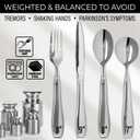 Weighted Utensils for Hand Tremors and Parkinson's Patients - 4 Piece Set Weighted Silverware for Elderly, Arthritis, Weak Hand Grip - Convenient Travel Bag, Stainless Steel, 7 Oz