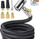 33'' Air Release Extension Hose, 7-Pack Tire Inflator Replacement Hose w/Presta Valve Adaptor&Ball Pump Needle Kit, Tire Valve Air Chuck Lock for Bike Pump Portable Air Compressor Attachments (Upgraded Set)