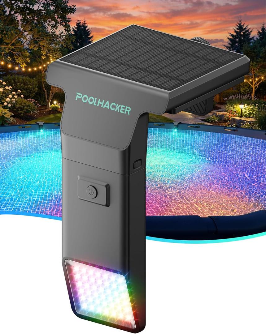 Solar Pool Lights for Inground & Above Ground Pool, 10-Color 4-Mode LED Pool Lights, Underwater Swimming Pool Lights with Timer, Submersible Pool Lights with Remote, Waterproof Design (Black, 1 Pack)