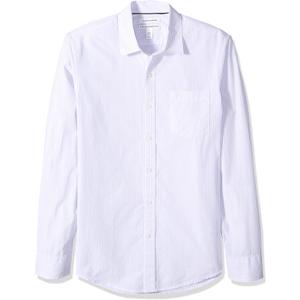 Amazon Essentials Men's Slim-Fit Long-Sleeve Poplin Shirt (Lavender White Vertical Stripe), S