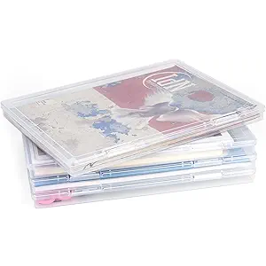 Photo Storage Box 11.5x8.5 Inch, 4 Pcs Portable Board Game Storage Container, A4 Paper Storage Box, Craft and File Organizer for Home/Office (8.5 * 11.5inch-4pcs)