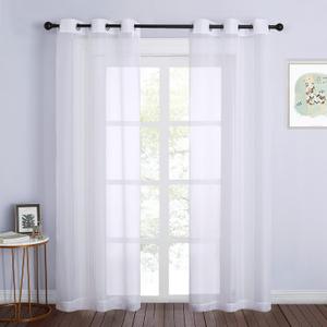 NICETOWN White Sheer Curtains for Bedroom Windows 84" Length with Width 37" Per Panel, Grommet Casual Voile Sheer with Light Filter Window Treatments for Nursery/Apartment/Living Room, Set of 2