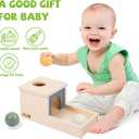 Adena Montessori Wooden Toy for 6-12 Month Baby 3 Balls, Object Permanence Box with Tray Colorful Learning Education Toy for Toddler Kid 1-2 Year Old, Preschool Developmental Girl and Boy Gift