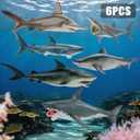 6PCS 5-7" Realistic Shark Figurines Toy for Toddlers 3-5 5-7, Large Ocean Animal Bath Toys for Kids Ages 4-8, Sharks Cake Toppers & Birthday Party Favors & Gifts for Boys & Girls