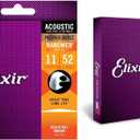 Elixir Strings Acoustic Guitar Phosphor Bronze Strings with NANOWEB Coating, 3 Pack & Strings - Acoustic Phosphor Bronze with NANOWEB Coating - Elixir Acoustic Guitar Strings