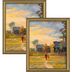 Eletecpro 11x14 Vintage Picture Frame, Glass Cover, Gold, 2-Pack