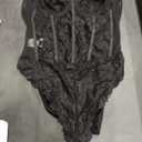 SweatyRocks Women's Sheer Lace Spaghetti Strap Underwire Bodysuit Corset Tops Sexy Skinny Leotard L