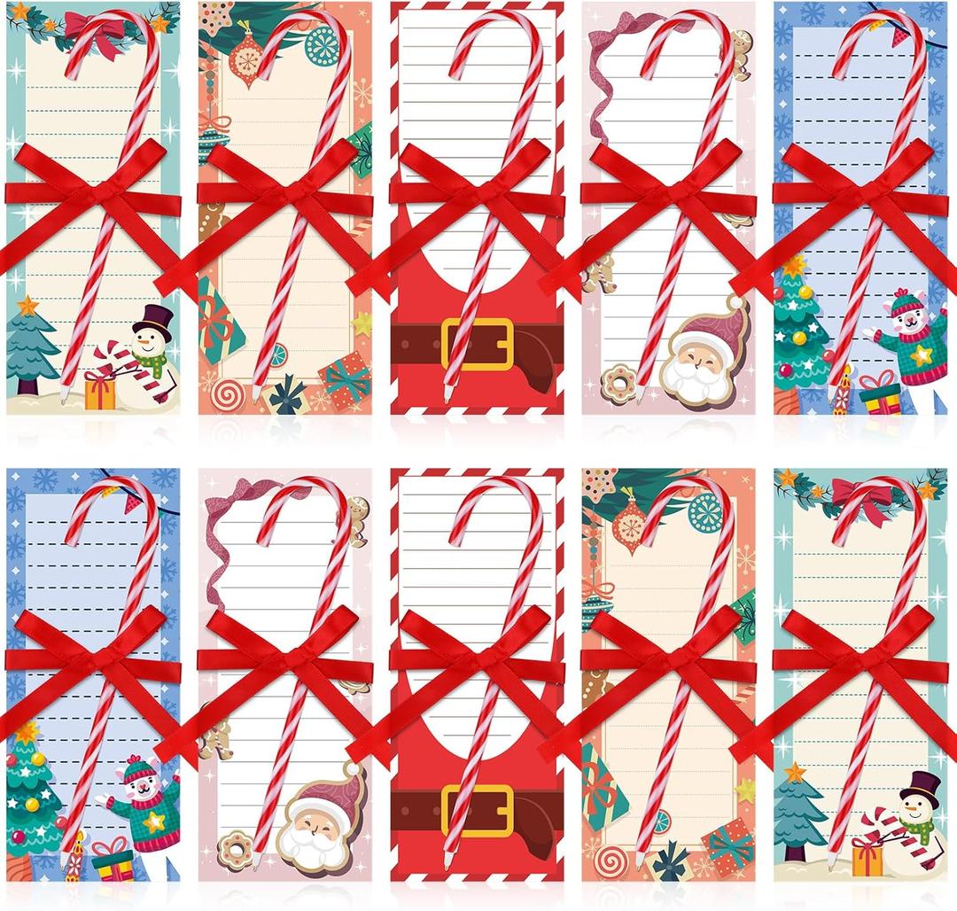 Yexiya 200 Sheets Halloween Christmas Notepads Halloween Sticky Notes to Do List Notepad with 10 Pen for Christmas Party Shopping List Gift, 7.5 x 3.2 Inch(Snowman)