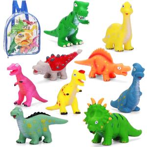 Dinosaur Toys for Toddlers 1-3: 9pcs Soft Rubber Dinosaur Toys for Kids 2-4 with Carrying Backpack - Educational Colorful Dinosaurs for Kids' Imaginative Play