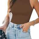 MANGOPOP Tank Top Body Suits Women Sexy Crew Neck Racerback Halter Ribbed Sleeveless Bodysuit for Women M