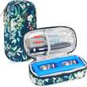 YOUSHARES Insulin Vials Cooler Travel Case - TSA Approved Diabetic Medication Vial Cooling Bag with Protective Ice Brick, Refrigerated Diabetes Supplies Organizer, Small Bottle Carrying Storage (01_camellia)