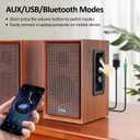 2026 Upgraded Passive Bookshelf Speakers 40W Hi-Fi Computer Speakers with Powerful Bass, Bluetooth/USB/RCA/AUX Inputs 2.0 Wooden PC/TV Speakers for Laptop, Turntable