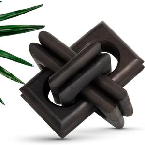 Boho Wooden Chain Links Decorative Object for Coffee Table & Shelf | Handmade Mango Wood Knot Sculpture | Rustic Modern Arch Dcor for Living Room, Entryway, Console,Office Home Accent (Natural)