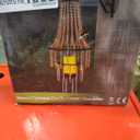 Hanging Candle Lantern Outdoor, 28” Battery Operated Modern Clear Acrylic Crystal Chandeliers with Flickering Yellow Led Candle Light S Hooks for Garden, Backyard, Gazebo, Room Indoor Indoor Decor