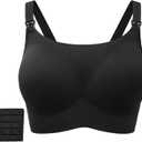 Nursing Bras for Breastfeeding Seamless Maternity Bra Wireless Pregnancy Sleep Bralette Natural Shape Support (Black, XXL)