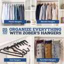 Zober Pants Hangers Non Slip - 20 Pack Open Ended Pants and Jean Hangers for Closet - Space Saving Clothes Hanger - Strong, Durable, Metal Pant Hangers (Black) (Chrome)
