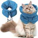 Cat Recovery Collar, Soft Adjustable Cat Cone Alternative, Lightweight Fasteners Collars for Cats Kittens Puppies, After Stop Licking and Daily Use (Lake Blue, M(Neck7.9-13.8"))