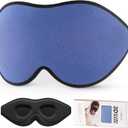 LitBear Sleep Masks, Light Blocking Eye Mask Sleeping for Women Men Side Sleeper, Soft 3D Comfortable Sleeping Mask with Adjustable Elastic Strap for Travel (1 Count (Pack of 1), Blue)