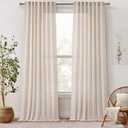 MIULEE Natural Linen Curtains 120 Inches Long 2 Panels, Back Tab Pleat Tape with Hooks Linen Textured Window Drapes for Bedroom Living Room Semi Sheer Light Filtering Neutral Farmhouse Cream Ivory, 50"W x 120"L