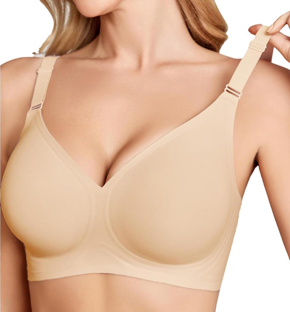 Avidlove Wireless Bras for Women Comfy Seamless Bra No Underwire Bras Full Coverage Bralettes Soft Comfortable Everyday Bra (X-Large, Nude)