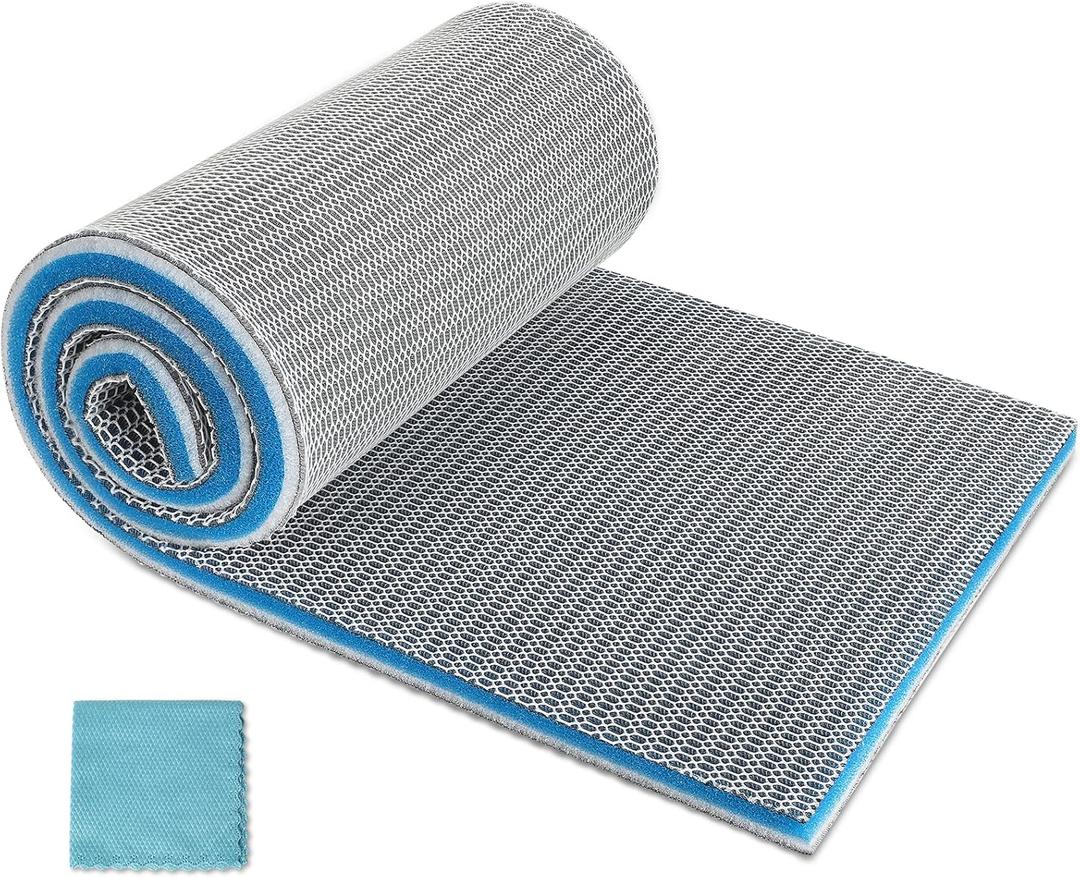 Aquarium Filter Media, Upgraded 8-Layer Filter Sponge Pad for Fish Tank and Pond, Super Filtering Effect, Cut to Fit, Reusable and Washable Aquarium Filter Floss (11.8 x 15.7)