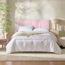 Hearth & Harbor Wall Mounted Queen Headboard Only, Bed Headboard Queen Size | Easy Assemble, Floating Peel and Stick, Upholstered Velvet, 3D Stitched Wall Panels, 5 Strips of 3M Tape Included, Pink