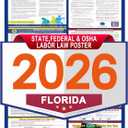 2 x 2026 Florida State and Federal Labor Laws Poster,OSHA Workplace Compliant,English Employment Poster,All in One Required Compliance Posting 17" x 40"