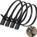4 Pcs Zip Tie Locks, Adjustable 3-Digit Combination Cable Locks, Lightweight & Flexible Build, Ideal for Securing Bicycles, Helmets, Luggage, Fence