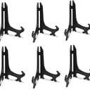 Artliving 8 Inch Black 6pcs/Set Plastic Easels Plate Display Stands Picture Frame Stand Holder