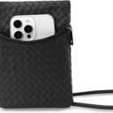 Small Crossbody Women Cell Phone Purse Wallet Bag With Shoulder Strap (Black/Pvc-weave-thin)