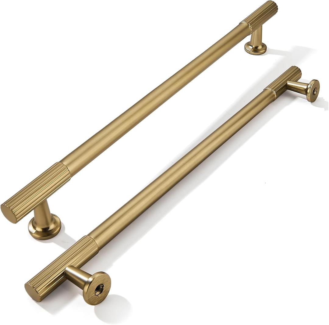 khtumeware 8 Inch Hole Center 10 Pack Champagne Bronze Heavy Duty Solid Satin Brass Cabinet Pulls, Kitchen Drawer Handles, for Dresser cabinets, cabinets