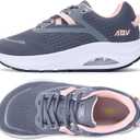 Wide Toe Box Shoes Women Arch Support Walking Sneakers Orthotic Tennis Shoes for Plantar Fasciitis Bunions (8.5 Wide, Gray/Pink)