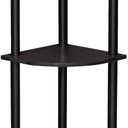 Furinno TURN-N-TUBE Corner Shelf, 3-Tier Corner Bookshelf, Display Storage Shelves with Open Shelves, for Organization and Storage, Living Room, Home Office, Garage, Dark Walnut