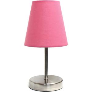 Simple Designs LT2013-PNK Mini Basic Sand Nickel Table Lamp with Fabric Shade, Pink (Single Item)