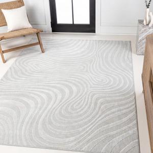 JONATHAN Y Maribo High-Low Abstract Striped Indoor/Outdoor Area Rug 4x6, Cream/Ivory, Contemporary, Modern, Vintage, Bohemian for Bedroom,Kitchen,Living Room,Non Shedding,Easy-Washing (SCN103A-4)