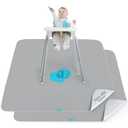 Splat Mat 2 Pack for Under High Chair & Arts & Crafts & Eating Mess, Waterproof 42''x46'' Baby Playtime Anti-Slip High Chair Mat for Floor or Table, Reusable & Portable Splash Mat (Grey)