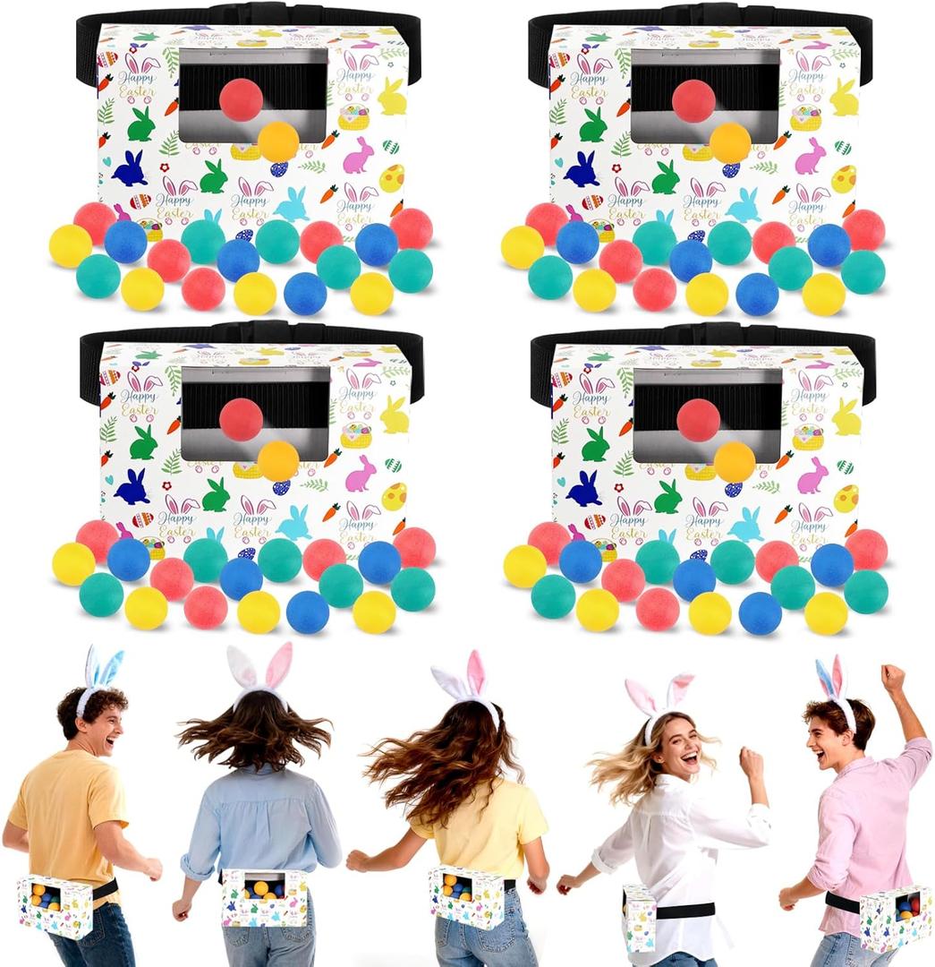 Easter Swing Shaking Balls Games, Novelty Twerk Easter Activities Set Includes 40 Balls and 4 Strap Shake Boxes, Easter Bunny Game for Adult Teens Family Party Carnival Yard Outdoor Indoor