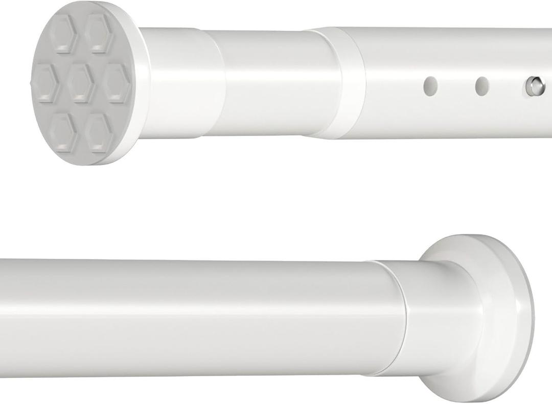Oxdigi Tension Shower Doorway Curtain Rod/Adjustable 43.3-63 inches No Drilling Window Curtain Rod for Bethroom, Indoor Decor/Matt White