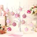 12 Pcs Mothers Day Decorations Mothers Day Tree Ornaments Hanging Pink Ball Decorations Spring Gifts for Mom's Happy Party Decor to Celebrate with Love and Joy(Mother)