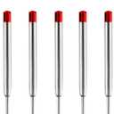 5 x HeTaoCat Red Ink Refill Pack of 5, Replaceable Ballpoint Pen Refills, Medium Point Metal Refil (Red)