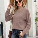 Motarto Lightweight Sweaters for Women Tunic Ribbed Tops Pull Over Casual Long Sleeve Shirts Plus Size Top for Daily Wear (Small, Coffee)