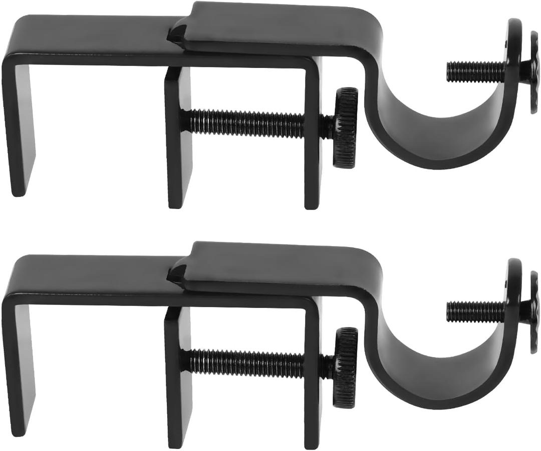 Outside Mounted Blinds Curtain Rod Bracket (Only Fit for 1.3-2 inches Rectangle Headrail) No Drill No Tools Required (Patent Depending) (Black)