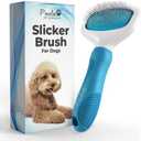 Poodle Pet Slicker Brush - For Dogs, Cats, and Rabbits - Removes Matted Fur, Knots, and Loose Hair - Suitable for Grooming Doodles and Goldendoodles with Short or Long Hair (Blue)