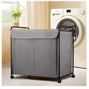 EasyAcc Laundry Basket with Wheels, Rolling Laundry Hamper, 39 Gallons (150L), Laundry Basket, Large Capacity Blanket Storage, Carbon Steel Frame 24 x 16.8 x 23.4 Inches