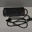 Surge Protector Power Strip - Nuetsa Flat Plug Extension Cord with 8 Outlets and 4 USB Ports, 6 Feet Power Cord (1625W/13A), 2700 Joules, ETL Listed, Black