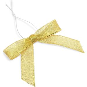 Bright Creations Gold Twist Tie Bows - 100 Pack, 2.5 x 3 in - Pretied Gold Bows & Ribbon for Treat Bags & Twist Ties for Crafts