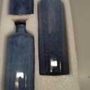 Blue Ceramic Vase Set - 3 Blue Small Vases, Farmhouse Country Flower Vase Home Decor, Living Room Decoration, Table Decoration, Fireplace Decor, and Entrance Decorations Centerpieces