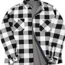 Men’s Long Sleeve Shirts- Thermal Work Padded Warm Shirts Quilted Lined Flannel Heavyweight Plaid Fleece Shirt (XXL)