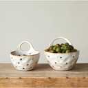 Creative Co-Op Set of 2 Cream Stoneware Colanders